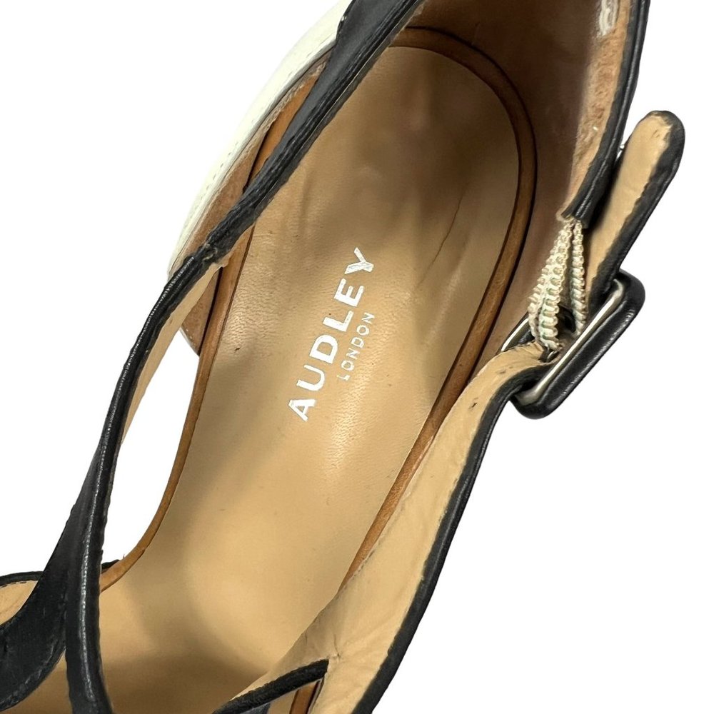 Audley London Leather Peep Toe High Heel Pumps in Black Multi Retro Pinup Sz 40 - Picture 3 of 11